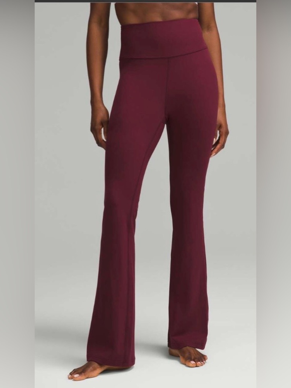 Lululemon Groove Flared Pants Leggings 30” Inseam Garnet Burgundy Red SZ. 8 EUC